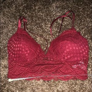 Red lace crop top